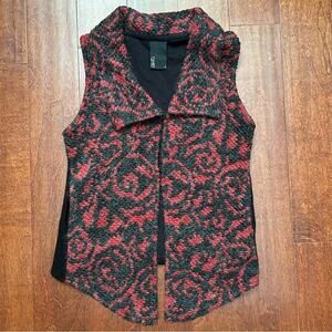 Anthropologie Asymmetrical Wool Blend Red and Black Sleeveless Vest Top, Size S